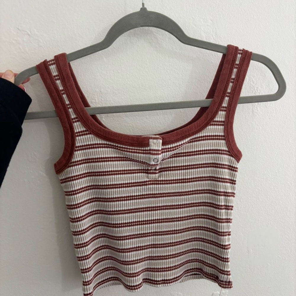 Striped tank Top - burnt orange and White